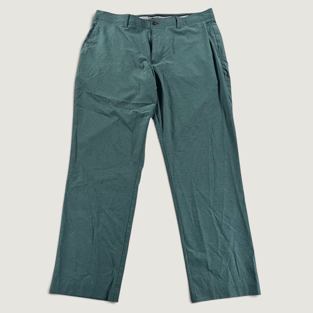 PGA TOUR Mens Teal Green Micro Check Golf Pants Flat Front 34x29